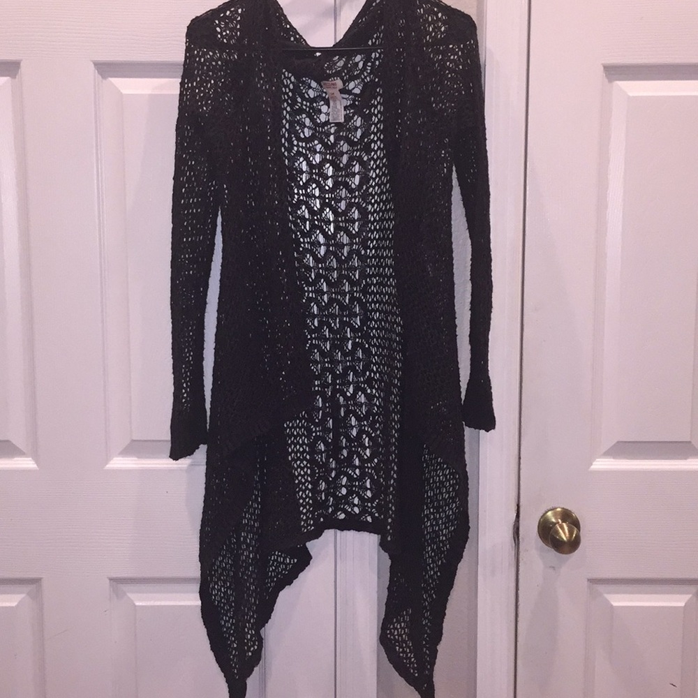 Black netted cardigan